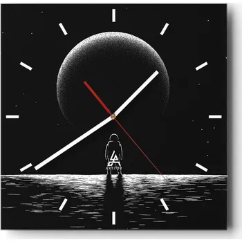 Hodiny Velké nástěnné hodiny na zeď 40x40 Kosmos Skleněné hodiny Čtvercové Tiché