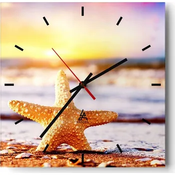 Hodiny Velké nástěnné hodiny 40x40 cm Hvězdice - Skleněné tiché hodiny