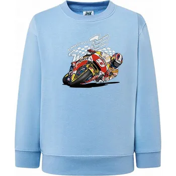 Chlapecká mikina detska_klasicka_levna_mikina_silnični-motorkar Barva: Sky blue - nebesky modrá, Dětská bavlněná trička JHK: L