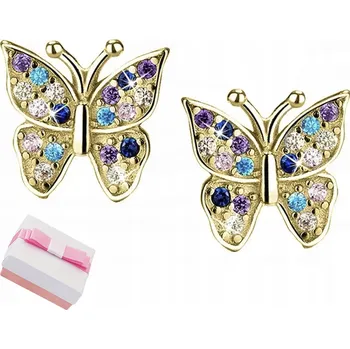 Náušnice NÁUŠNICE MOTÝLCI STŘÍBRNÉ PRO DÍVKU 925 ZLATÉ