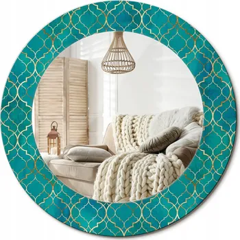 Zrcadlo Moderní Loftové závěsné zrcadlo s potiskem Barevná kompozice průměr 50 cm