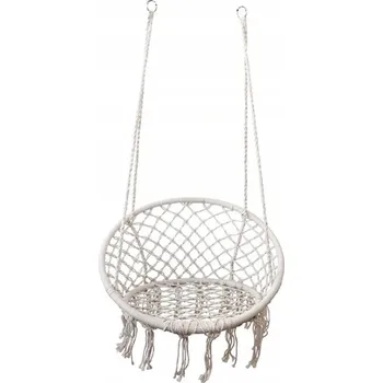 Houpací síť Ekspan Závěsné křeslo „Čapí hnízdo“ 70 cm – vyplétaná houpačka do interiéru i na zahradu Barva: Béžová