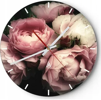 Hodiny Velké nástěnné hodiny 40x40 Květiny Skleněné hodiny Kulatý Tiché