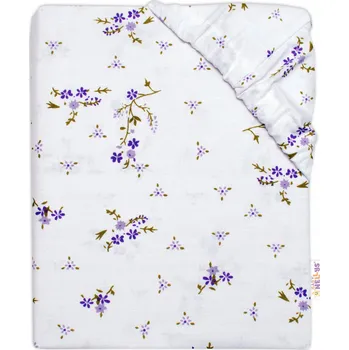 Prostěradlo Bavlněné prostěradlo, Levandule, bíla/fialová, 120x60cm