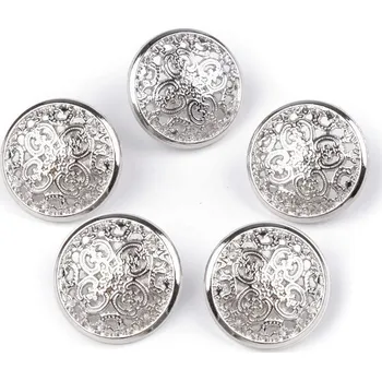 Knoflík Kovový knoflík filigrán velikost 24", 28" Varianta: 2 (28") stříbrná, Balení: 5 ks