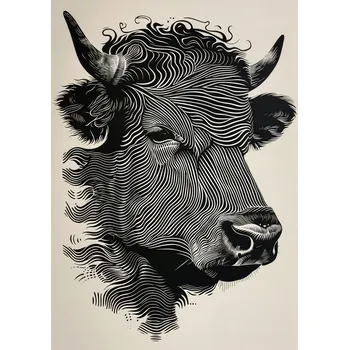 Plakát Plakát Býk v Zářivých Barvách bez rámu 21 x 29,7 cm