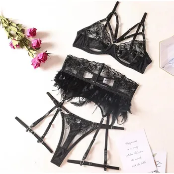 Souprava dámského spodního prádla Medvídárek Sexy set spodního prádla H023 - černá Velikost: L