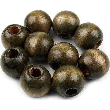 Dřevěné korálky Ø22-25 mm Varianta: 2 (Ø22-25 mm) zelená khaki, Balení: 10 ks