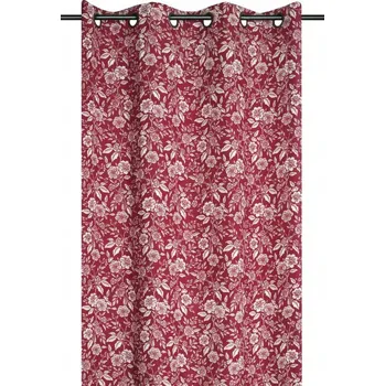 Obraz Hotový závěs BIBURY 140x260 cm červený květinový BOHO na oka