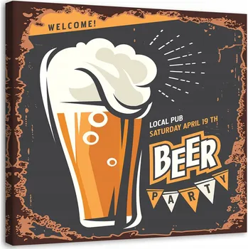 Obraz OBRAZ NA PLÁTNĚ Retro cedule Pivo 30x30