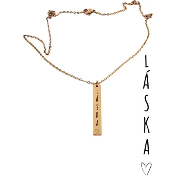 Náhrdelník Náhrdelník s úzkým přívěskem zlatý - text láska