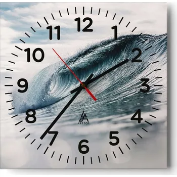 Hodiny Nástěnné hodiny do obýváku 40x40 Mořská vlna Bezhluké hodiny na skle Tiché