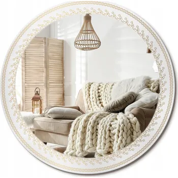 Zrcadlo Zrcadlo s potiskem do koupelny, kuchyně, předsíně - Indiánská mandala, průměr 80 cm