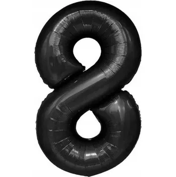 Balónek Id_2339_8cza FÓLIOVÝ BALÓNEK ČÍSLICE 8 ČERNÝ 100cm ČERNÁ OSM OSMIČKA 18 LET