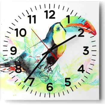 Hodiny Nástěnné hodiny do obýváku 40x40 Pták Tiché hodiny na skle Stylové