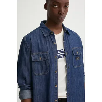 Pánská košile Džínová košile Guess Jeans pánská, modrá barva, regular, s klasickým límcem, M4BH56 D5EI4 M4BH56.D5EI4 55J, vel. L