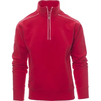 Pánská mikina Payperwear Mikina Vancouver s polozipem a kontrastním lemováním Barva: červená - bílá, Velikost: XL