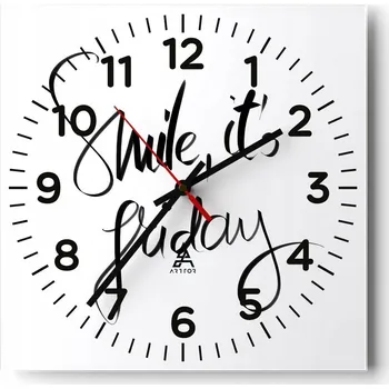 Hodiny Kuchyňské nástěnné hodiny 30x30 Typografie Skleněné hodiny do obýváku Moderní Tiché