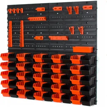 Obraz Dílenská nástěnná deska / panel na nářadí 80 x 80 cm + 50 boxů / kontejnerů