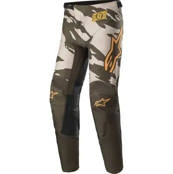 Moto kalhoty Motokrosové kalhoty RACER TACTICAL, ALPINESTARS, dětské (zelená/písková maskáčová/mandarinka)