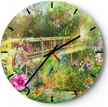 Hodiny Velké nástěnné hodiny 40x40 Krajina Skleněné hodiny Kulatý Tiché