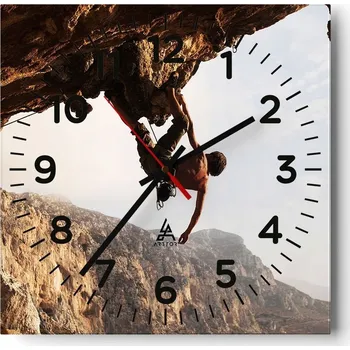 Hodiny Nástěnné hodiny do obýváku 40x40 Horolezec Bezhlučné Hodiny na skle Tiché
