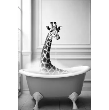 Obraz PLAKÁT BEZ RÁMU do Koupelny WC Toalety žirafa ve vaně P2528_40x50