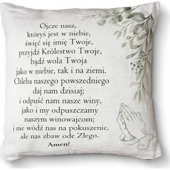 Obraz Měkký dekorativní polštář s potiskem Premium 40x40 - Modlitba Otče náš
