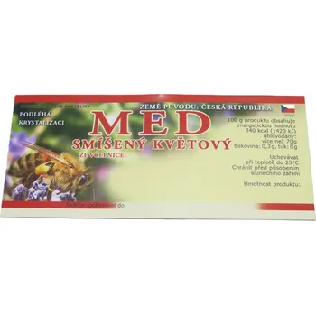Etiketa červená na Med smíšený květový