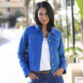 Dámské kalhoty Bunda na knoflíky se sklady modrošedá 46