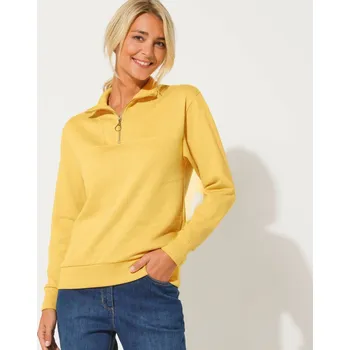 Dámská mikina Mikina se stojáčkem na zip, z česaného moltonu žlutá 46/48