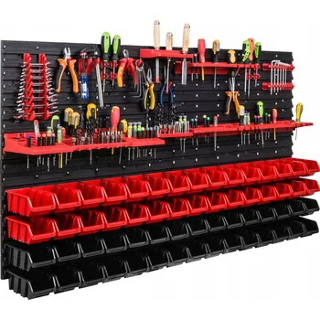 Obraz Dílenská stěna na nářadí 156x78 cm + 60 boxů/úložných nádob