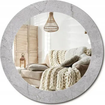 Zrcadlo Kulaté nástěnné dekorativní zrcadlo v skleněném rámu průměr 60 cm Šedý cement