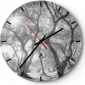 Hodiny Nástěnné hodiny do kuchyně 30x30 Les Skleněné hodiny do obýváku Loft Tiché