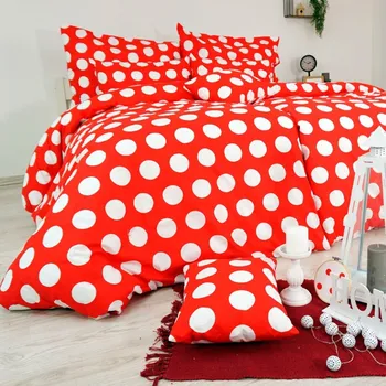 Povlečení bavlněné Dots červené EMI: Standardní set jednolůžko obsahuje 1x 200x140 + 1x 90x70