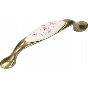 GAMET, Úchytka UP19, zlatá antická, porcelán WHT-17, 96 mm