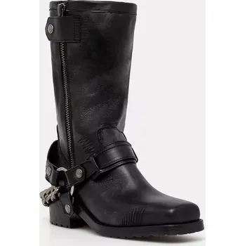 Dámské kozačky Kožené kotníkové boty ZADIG&VOLTAIRE Igata Boots dámské, černá barva, na podpatku, SWCT00865 99X, EUR 36