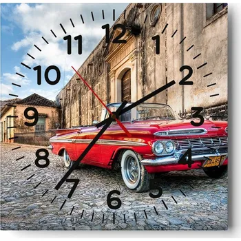 Hodiny Nástěnné hodiny do kuchyně 30x30 - Motorismus - Stylové hodiny na skle - Loft - Tiché