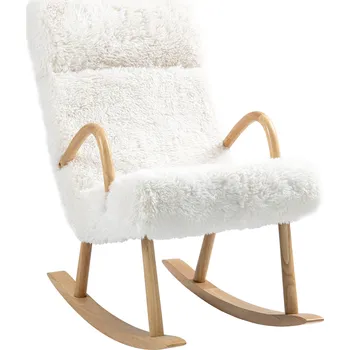 Křeslo HOMCOM Houpací křeslo, vlněný vzhled do 120 kg - bílá