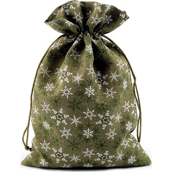 Vánoční dekorace Vánoční dárkový pytlík vločky 20x30 cm Varianta: 4 zelená, Balení: 10 ks