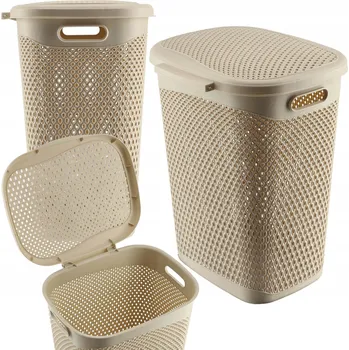 Koš na prádlo KADAX KOŠ NA PRÁDLO S VÍKEM 55L BÉŽOVÝ