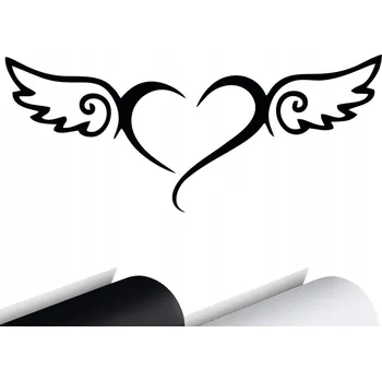 Samolepicí dekorace na vozidlo SAMOLEPKA na auto KŘÍDLA SRDCE ANDĚLSKÉ SRDCE 6x15