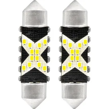 Povinná bezpečnostní výbava Autožárovka LED Festoon C5W 12/24V AMIO 04238 bílá 2ks