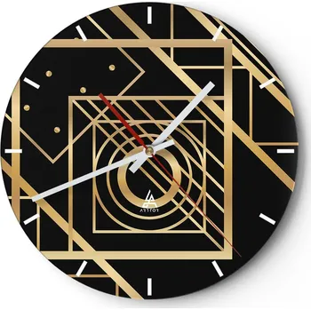 Hodiny Velké nástěnné hodiny 40x40 Abstrakce Skleněné hodiny Kulatý Tiché