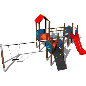 Dětské hřiště Playground System DĚTSKÉ HŘIŠTĚ - sestava se skluzavkou a houpačkou 4U306K - celokovová