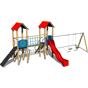 Dětské hřiště Playground System DĚTSKÉ HŘIŠTĚ - sestava se skluzavkou a dvojhoupačkou 4U225D-15