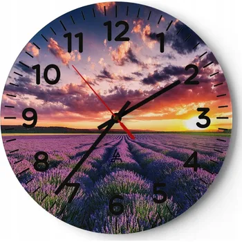 Hodiny Nástěnné hodiny do obýváku 40x40 Krajina Kulatý Skleněné hodiny Loft Tiché