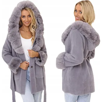 MĚKOUČKÝ ALPACA KABÁT S KOŽÍŠKEM, ALPACA KABÁT S PÁSKEM 22097