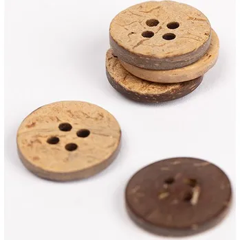 Knoflík Dřevěný knoflík Drops kulatý Ø 15 mm kokos