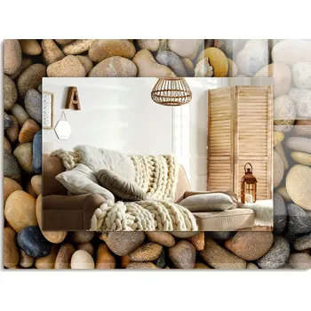 Zrcadlo Dekorativní závěsné zrcadlo s potiskem Barevné hladké kameny 80x60 cm